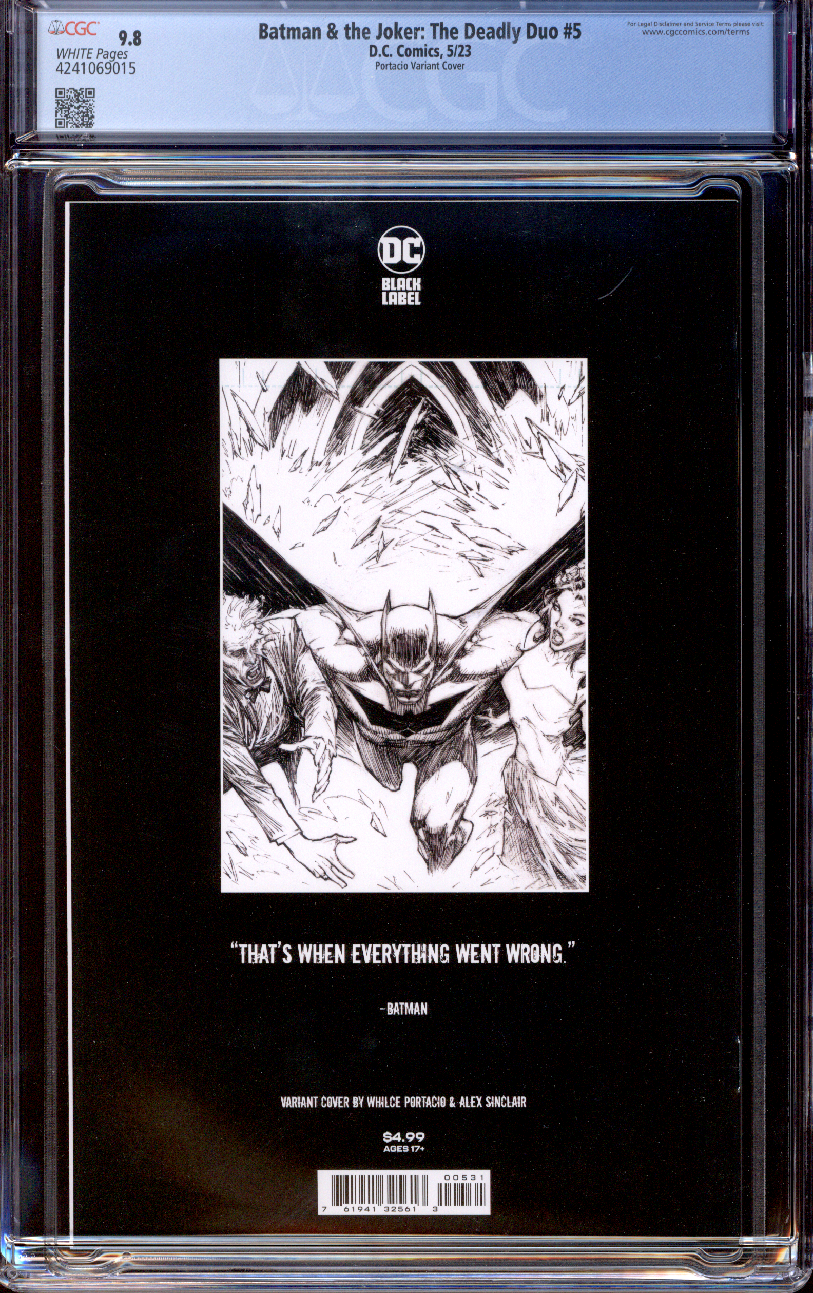Buy Batman & the Joker : The Deadly Duo #5 | 2023 D.C. Comics | Portacio Variant Cover | CGC 9.8