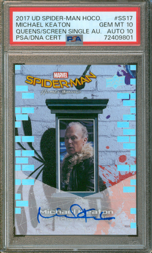 Buy 2017 UD Spider-Man Homecoming | Michael Keaton Signature | (POP 1) | PSA 10 GEM MINT  / AUTO 10 | Queens/Screen Single Auto | PSA/DNA CERT