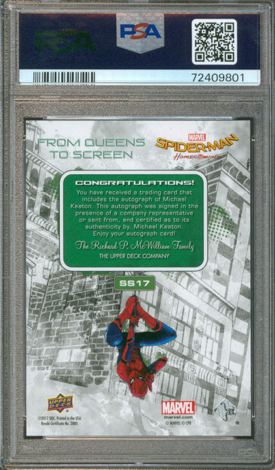 Buy 2017 UD Spider-Man Homecoming | Michael Keaton Signature | (POP 1) | PSA 10 GEM MINT / AUTO 10 | Queens/Screen Single Auto | PSA/DNA CERT