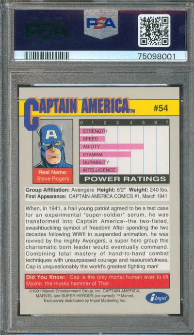 Buy 1991 Marvel Universe | Captain America #54 | PSA 9 | Impel Marketing Inc.