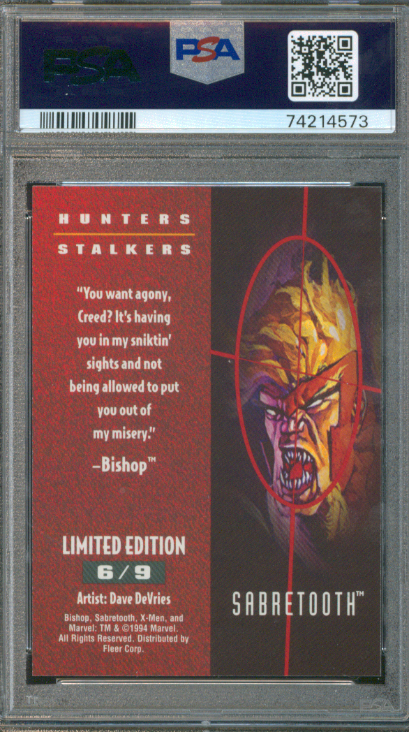 Buy 1995 Ultra X-Men | Sabretooth #6 | Hunters & Stalkers - Gold | PSA 8 | Fleer Corp