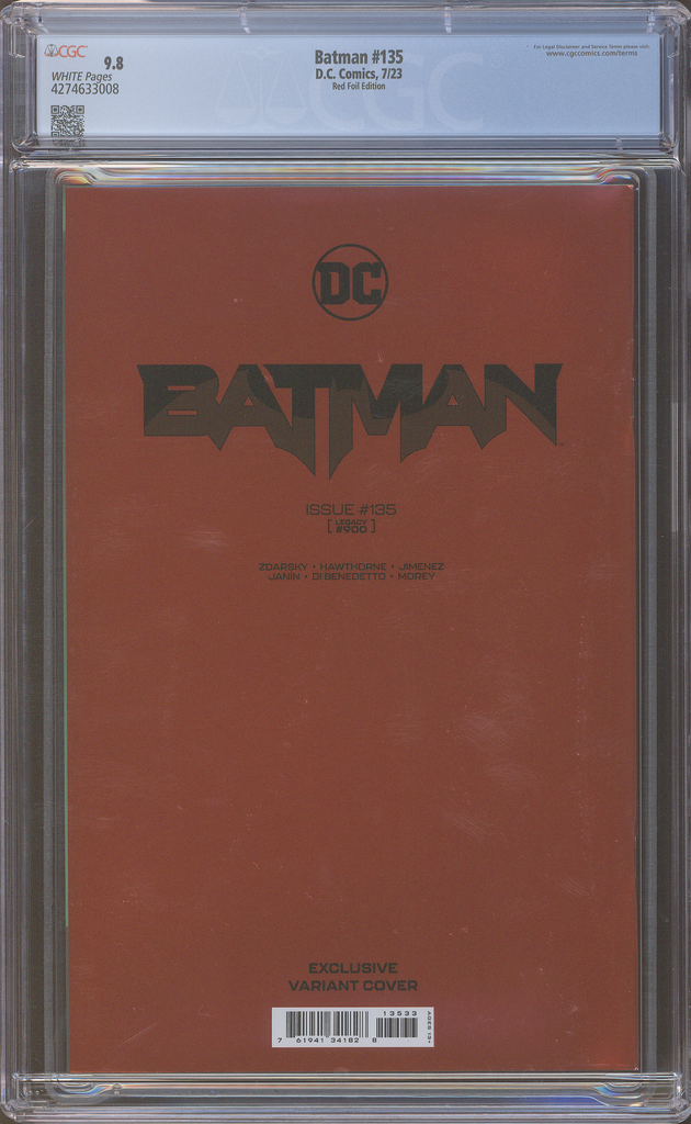 BATMAN #135 (#900) GOLD FOIL EXCLUSIVE CGC 9.8