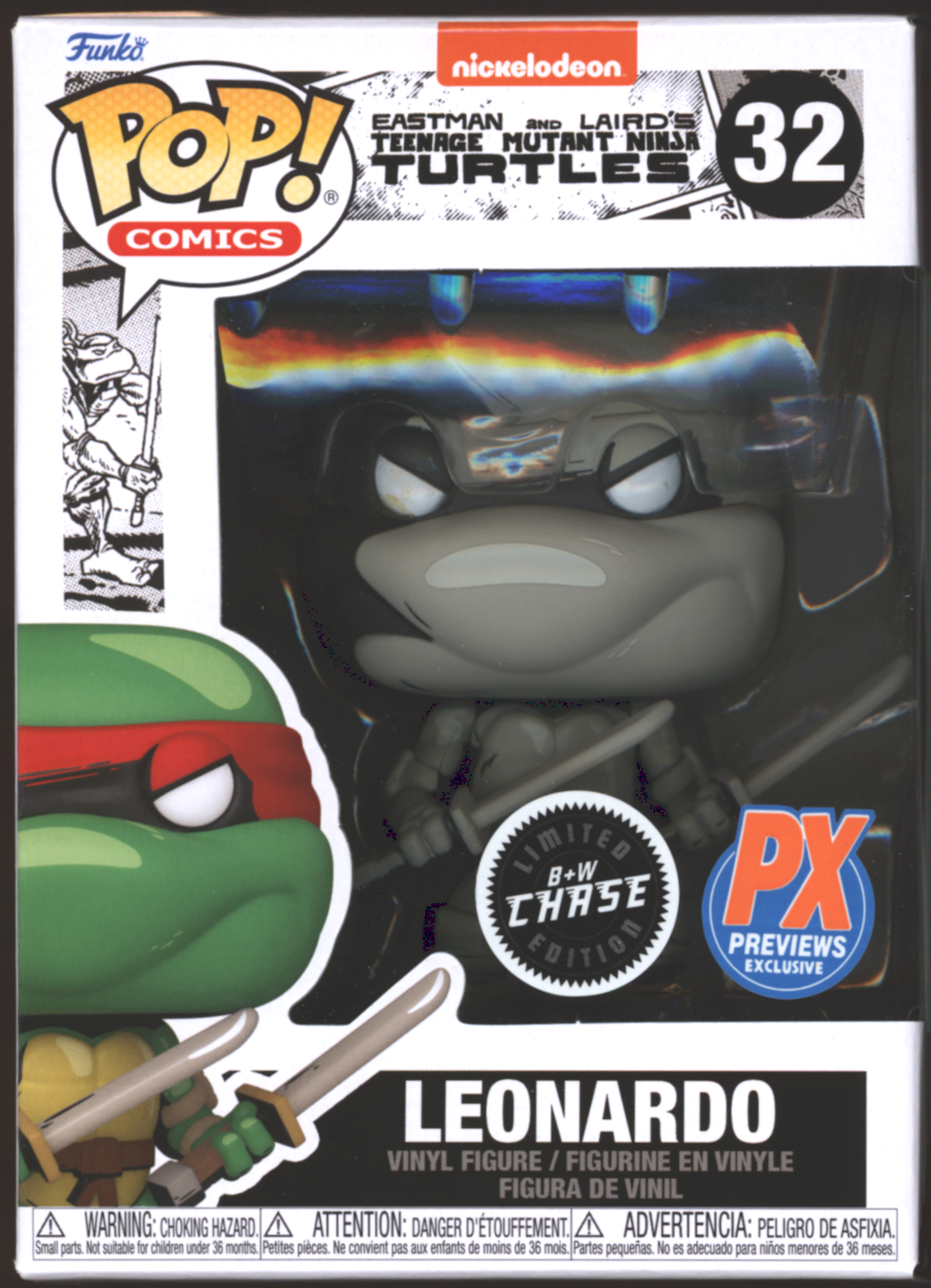 Funko Pop! Leonardo #32 | TMNT | B&W Chase LE | PX Exclusive