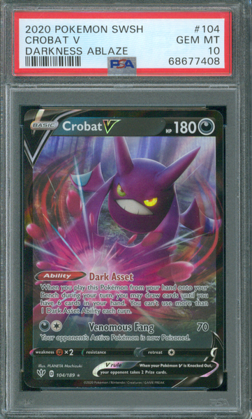 2020 Pokémon TCG | Crobat V #104 | Holofoil | Ultra Rare | Darkness Ablaze