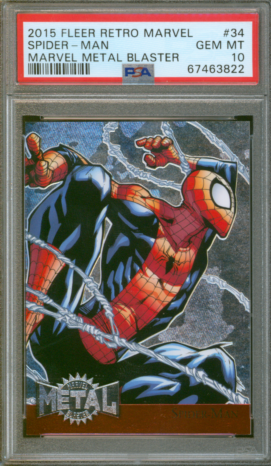 Buy 2015 Fleer Retro Marvel | Spider-Man #34 | PSA 10 GEM MINT  | Marvel Metal Blaster | Limited Edition 34 of 42