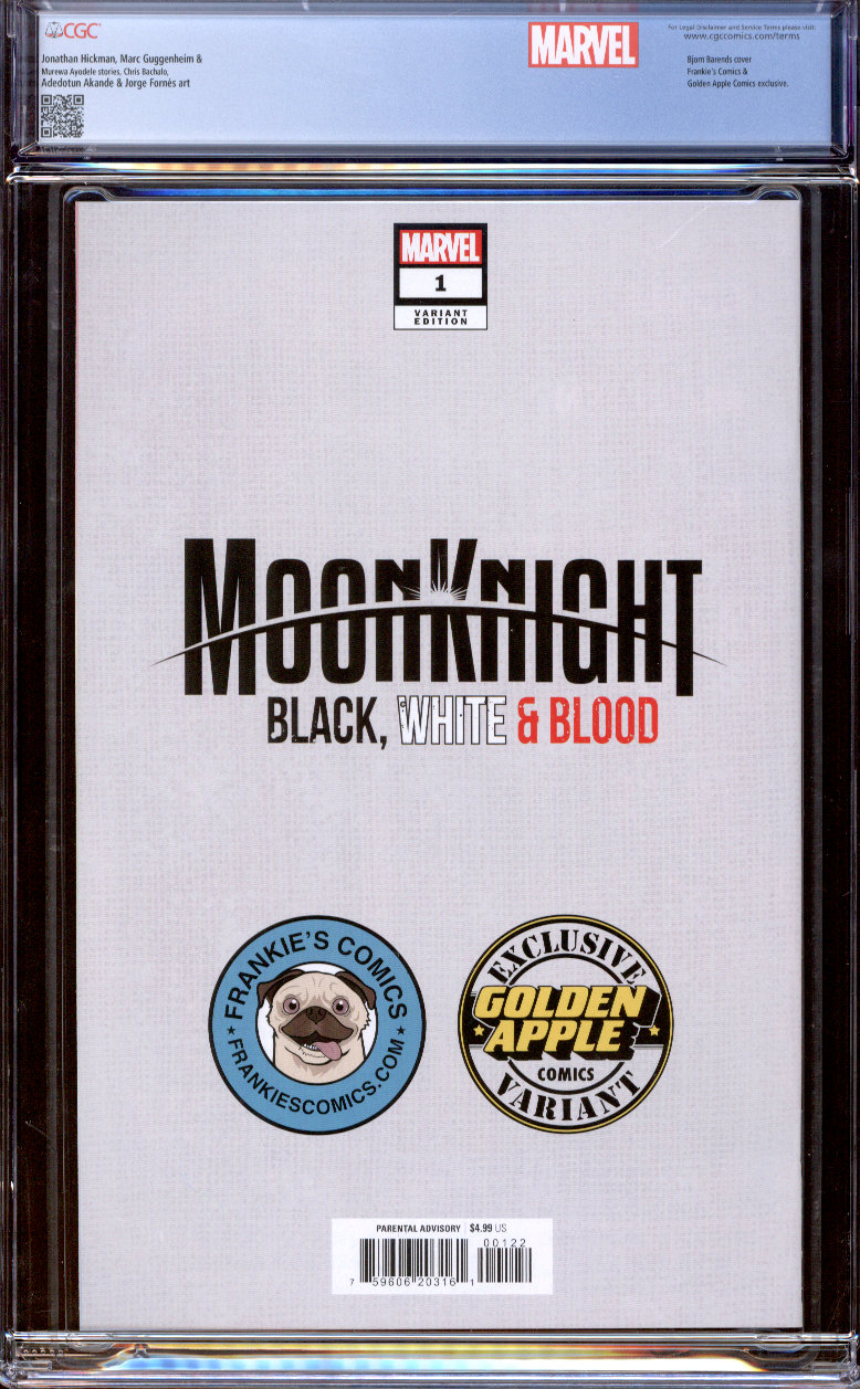 Buy Moon Knight: Black, White & Blood #1 | Barends Editon | 2022 Marvel Comics | [Custom Label] | CGC 9.8
