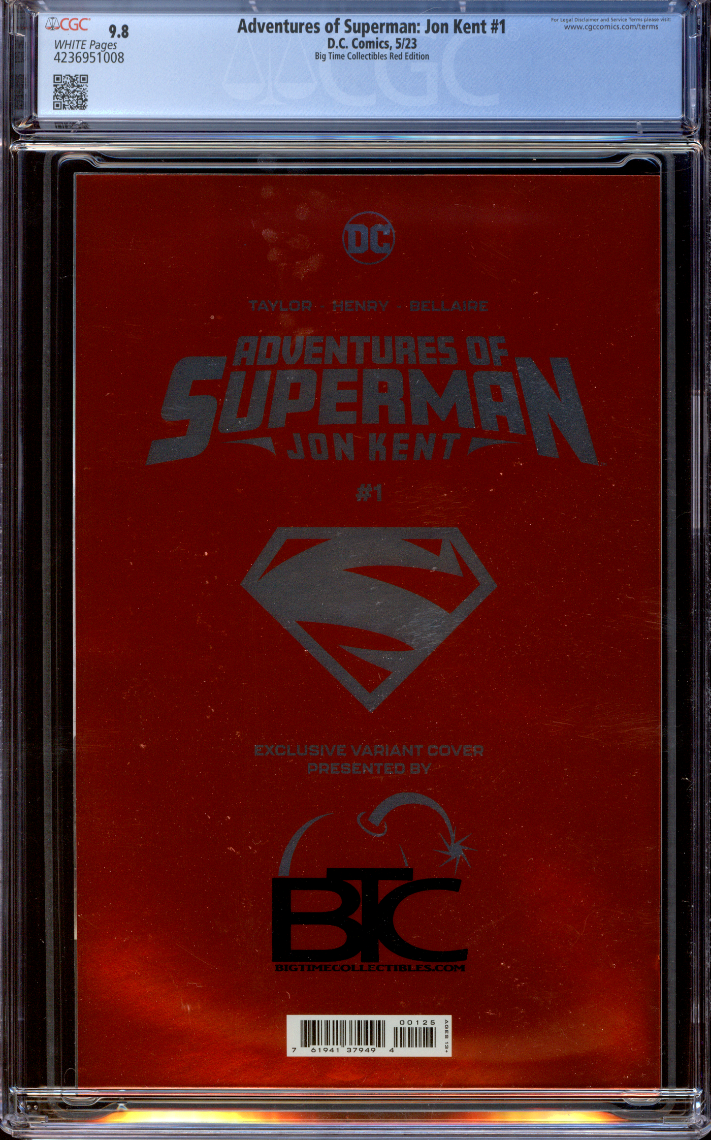 Buy Adventures of Superman: Jon Kent #1 | Red Foil Edition |2023 D.C. Comics | Big Time Collectibles Red Edition | Foil Cover